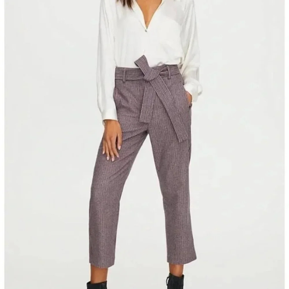 Aritzia Wilfred The New Tie-Front Wool Cashmere Jallade Pant Eliot Plaid Size 4